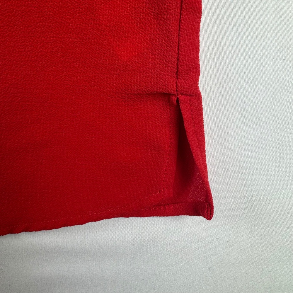 C&E Red Flutter Sleeve V-Neck Crepe Blouse XL Solid Red Top - Picture 3 of 6